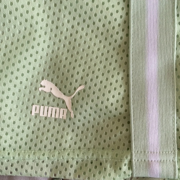 PUMA Extreme Off Shoulder Mesh Mint Ruffle Top  L - Picture 8 of 9